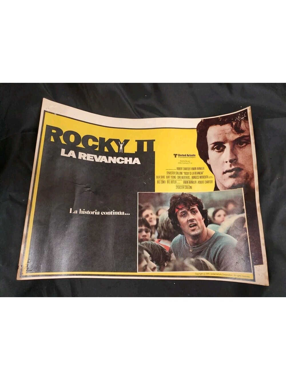 Original Theater Movie Poster 1979 ROCKY 2. Size 16" x 12” In Spanish